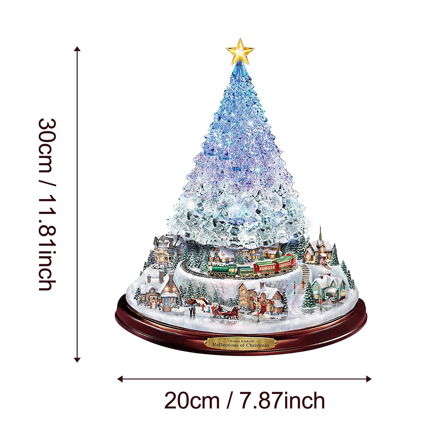 D5 2Pcs Christmas Tree Rotating Sculpture Train Decorations Paste Window Paste Stickers  Christmas Room Holiday Party Supplies