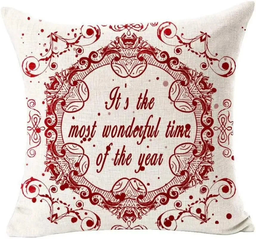 Christmas Pillow Case Cotton Linen Santa Gift New Year