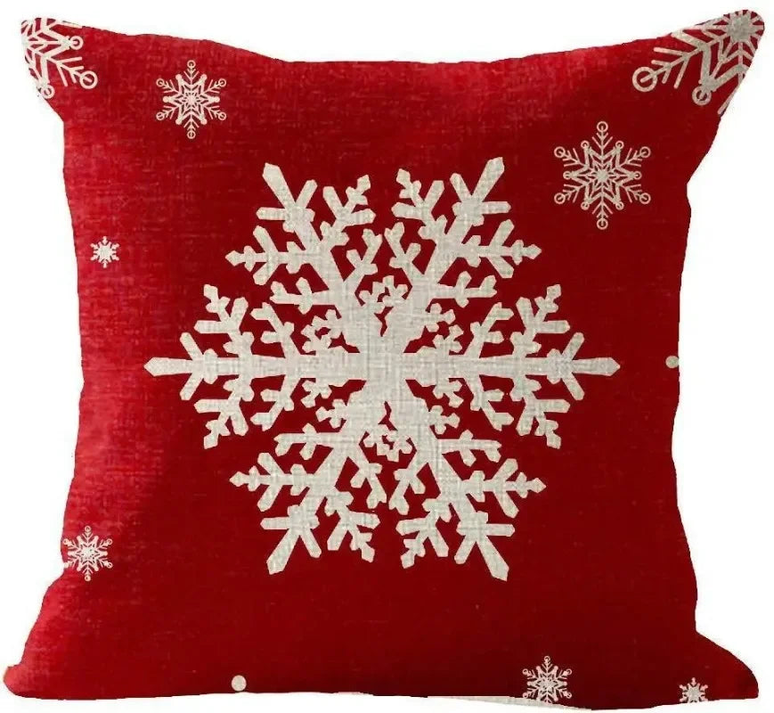 Christmas Pillow Case Cotton Linen Santa Gift New Year