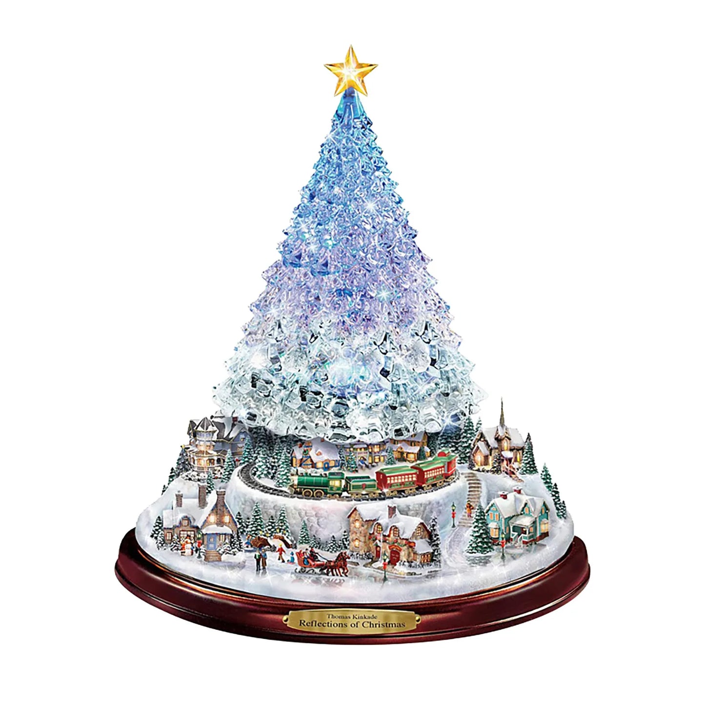 D5 2Pcs Christmas Tree Rotating Sculpture Train Decorations Paste Window Paste Stickers  Christmas Room Holiday Party Supplies