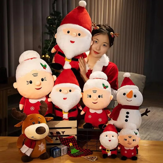 NEW COLLECTIONS 23-50CM Cute Santa Claus Snowman Elk Granny Plush Toys Christmas Decor Dolls Stuffed Children Toy Christmas Gift