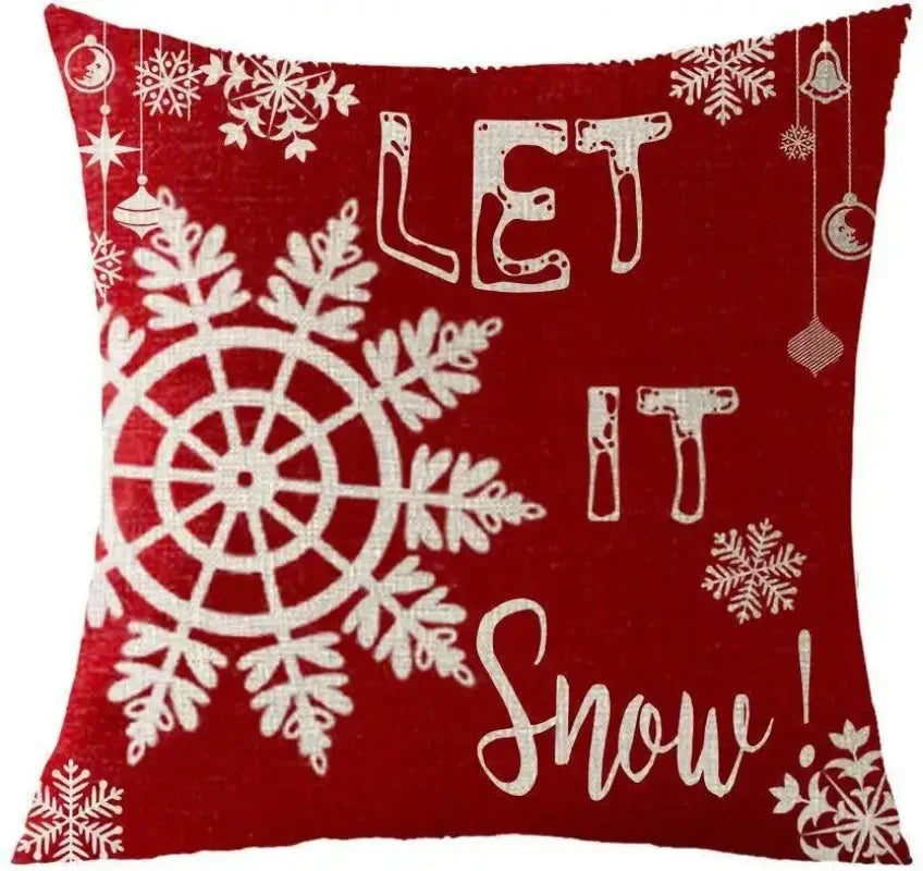 Christmas Pillow Case Cotton Linen Santa Gift New Year